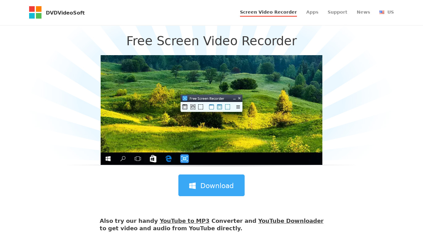 Free Screen Video Recorder Landing page