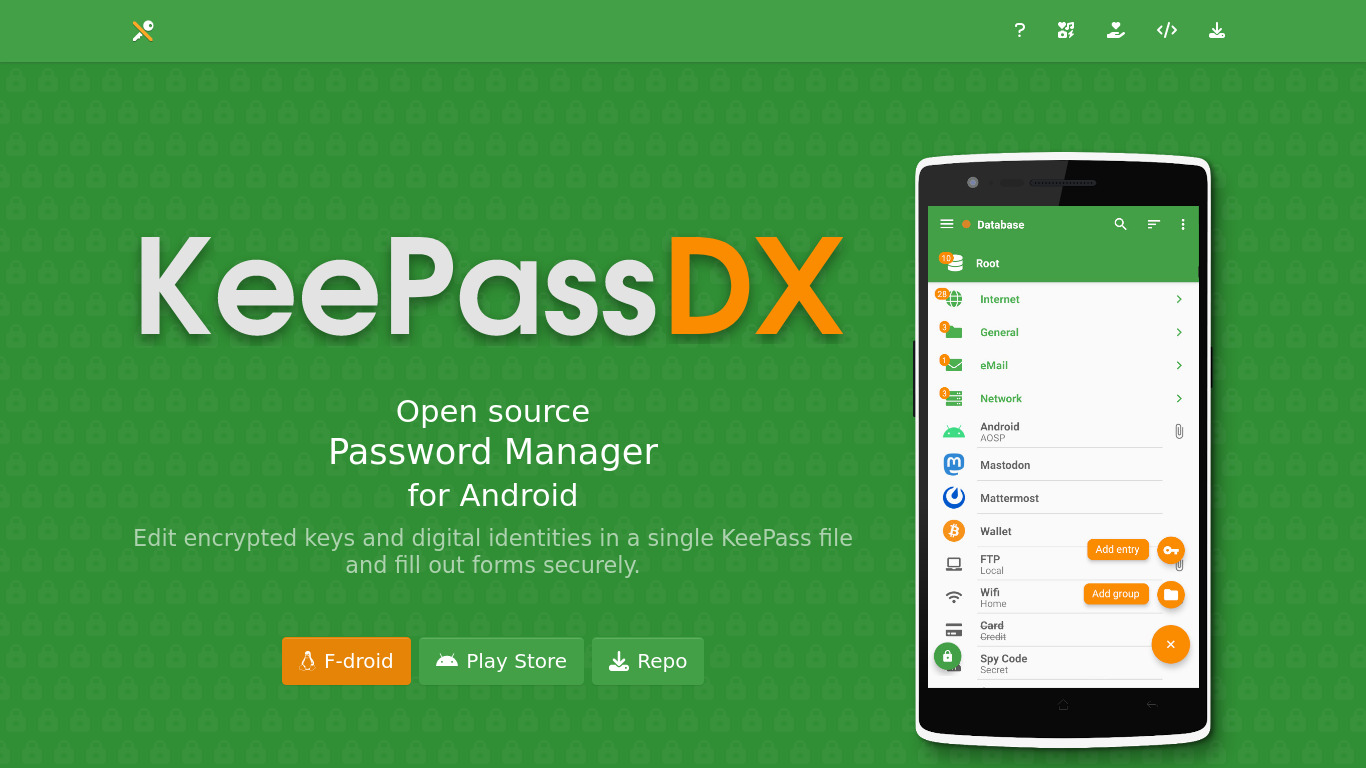 KeePass DX Landing page
