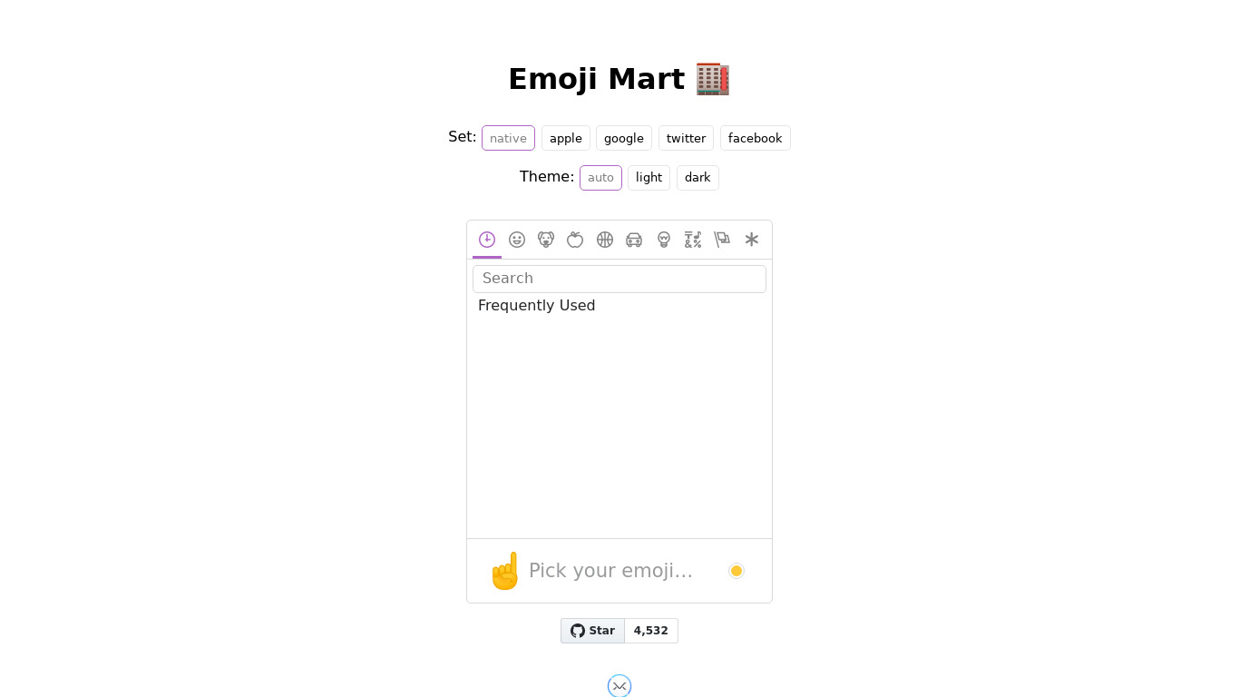 Emoji Mart Landing page