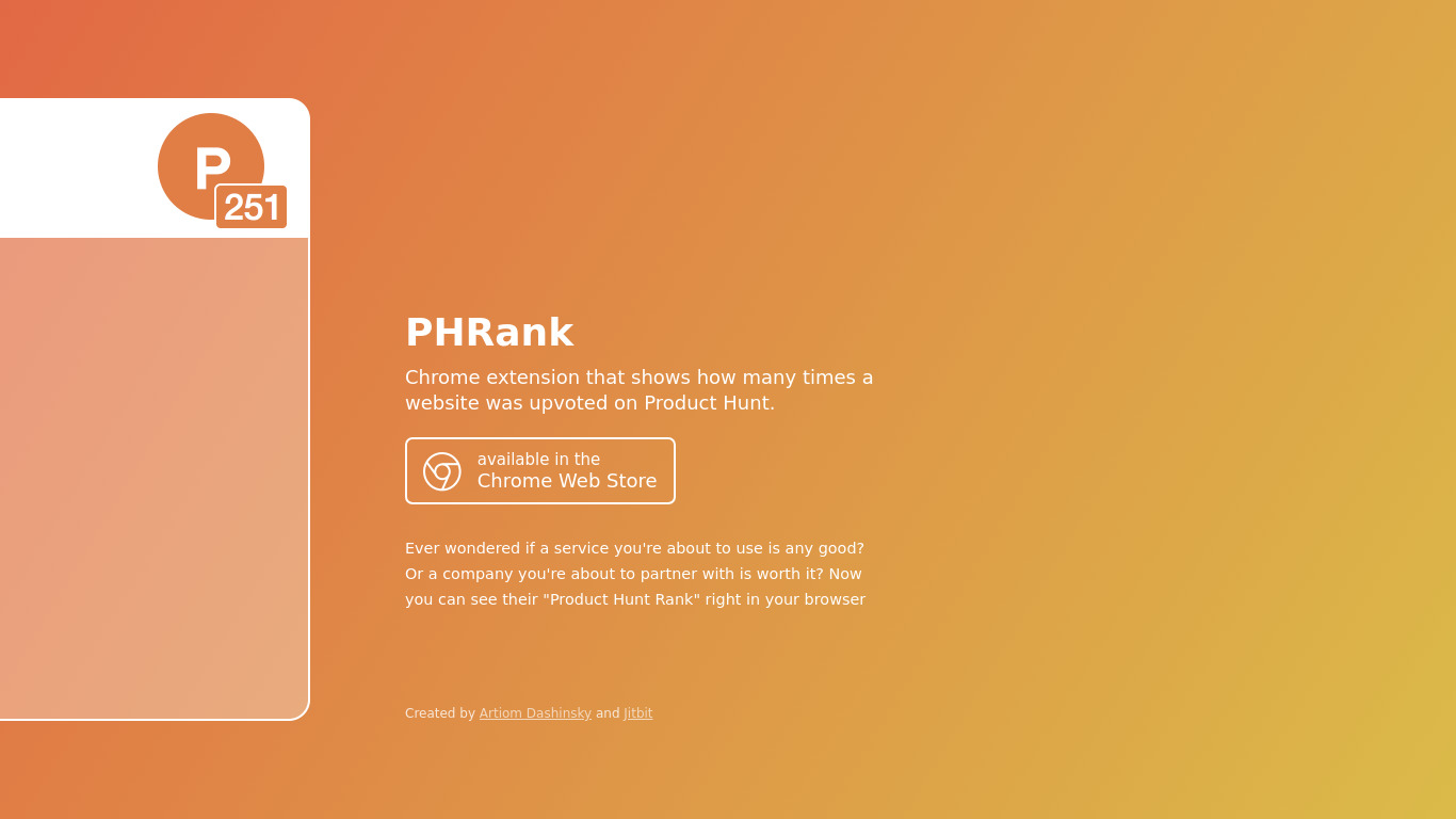 Product Hunt Rank Landing page