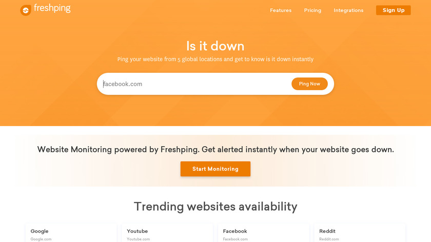 Is it down by Freshping Landing Page