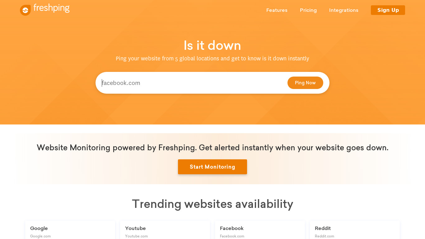 Is it down by Freshping Landing page