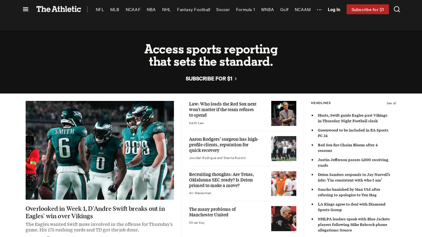 The Athletic Landing Page