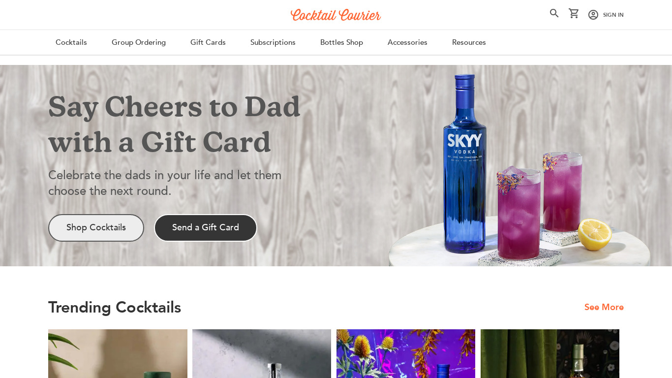 Cocktail Courier Landing page