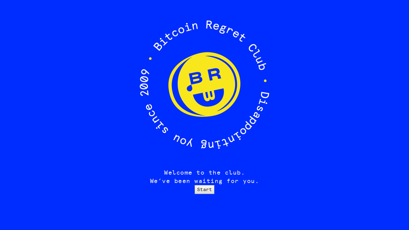 BitcoinRegret.Club.club Landing page
