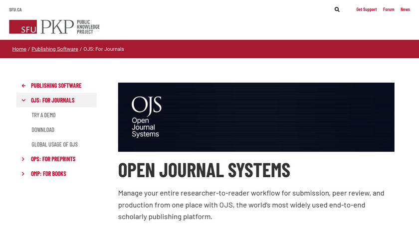 PKP Open Journal Systems Landing Page