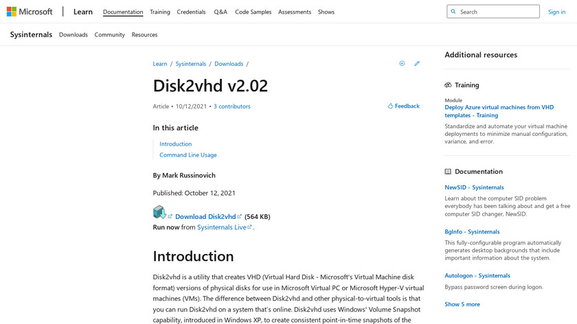 Disk2vhd Landing Page