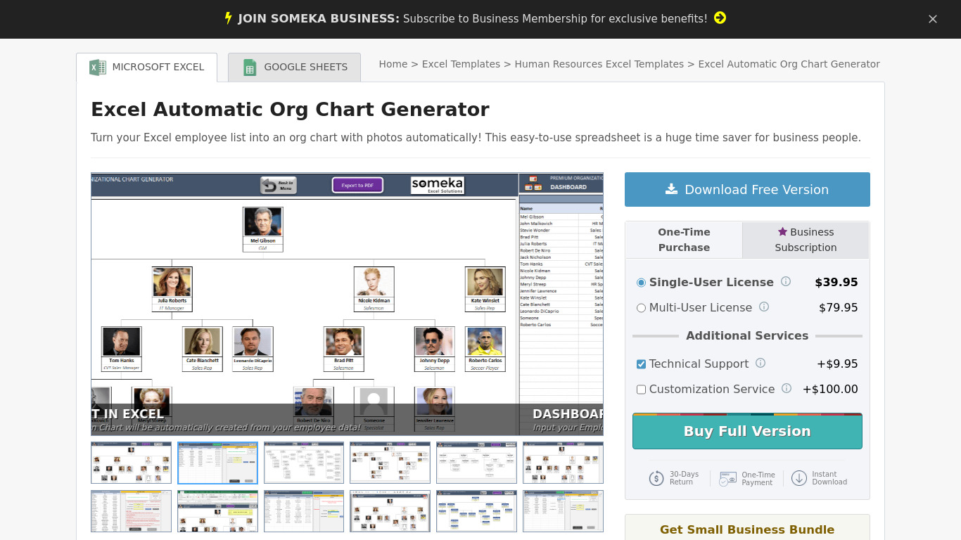 Automatic Organizational Chart Generator Landing page