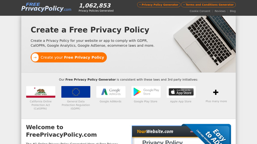 FreePrivacyPolicy.com Landing Page