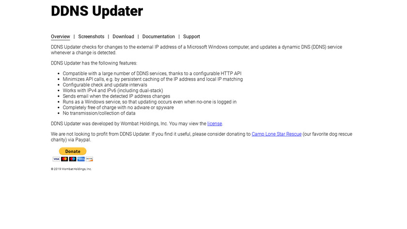 DDNS Updater Landing Page