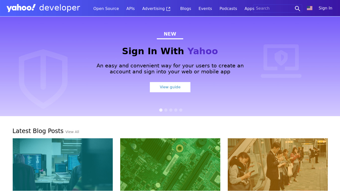 Yahoo App Publishing Landing page