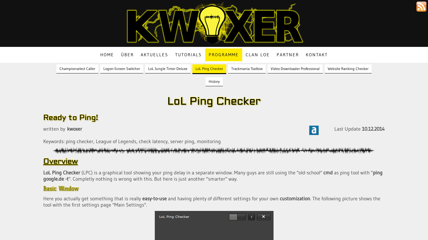 LoL Ping Checker Landing page