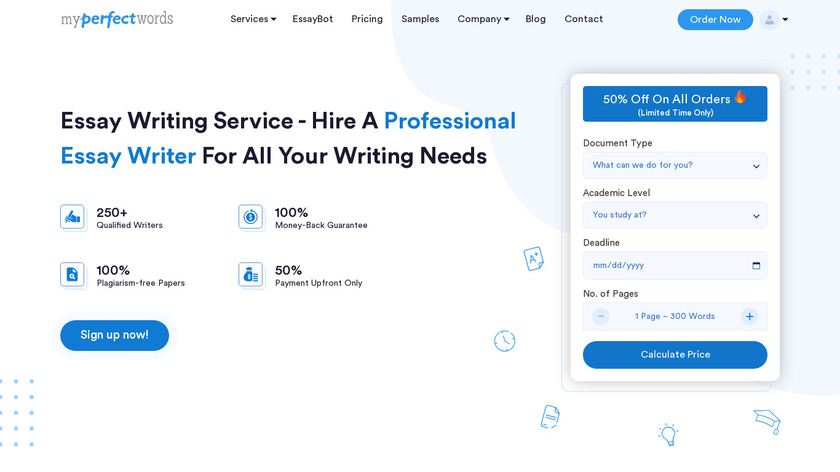 MyPerfectWords Landing Page