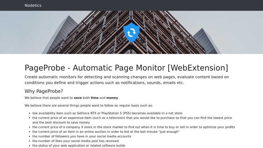 PageProbe - Automatic Page Monitor Landing Page