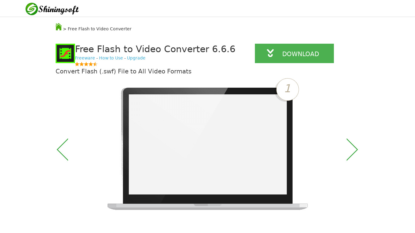 Free Flash to Video Converter Landing page