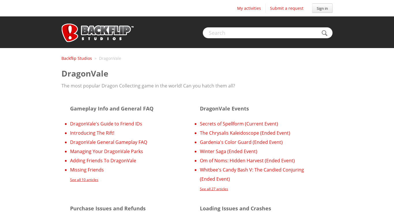 backflipstudios.hasbro.com Dragonvale Landing page