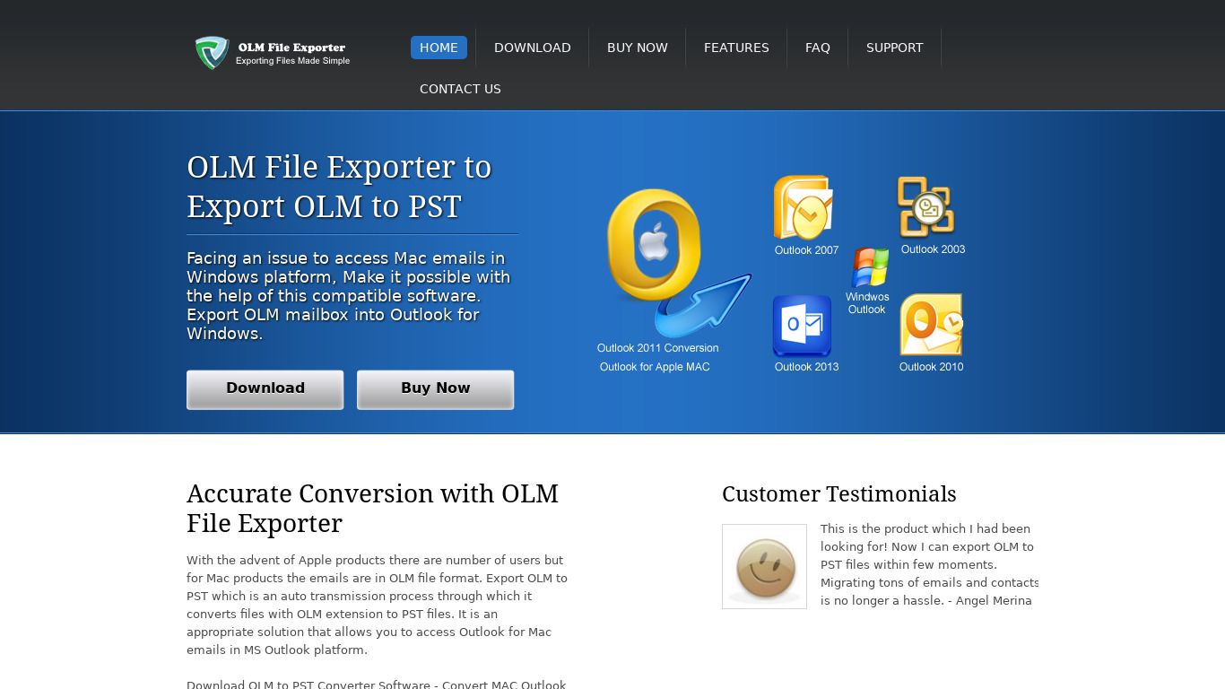 OLM File Exporter Landing page