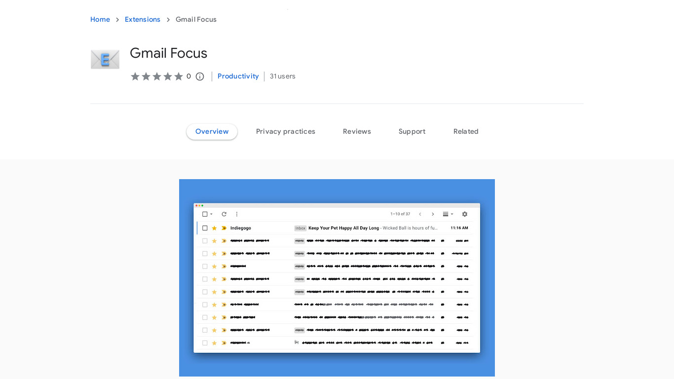 Gmail Focus Landing page