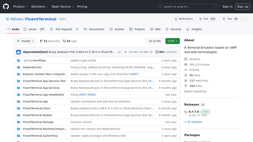 Fluent Terminal Landing Page