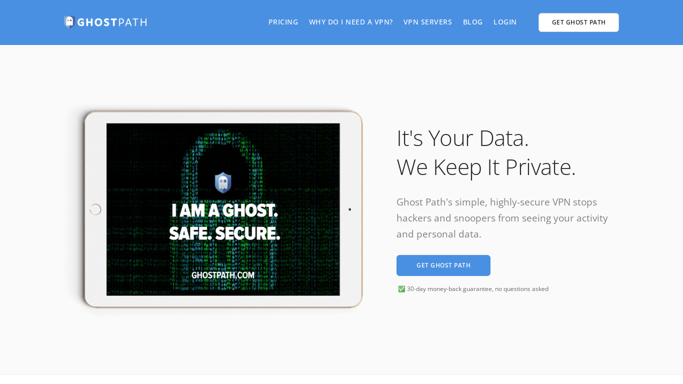 Ghost Path Landing page