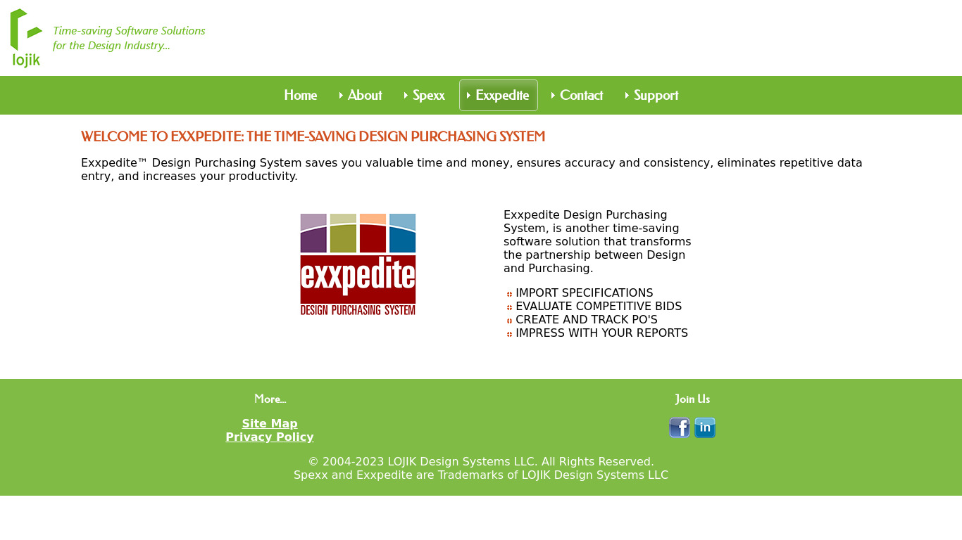 Exxpedite Landing page
