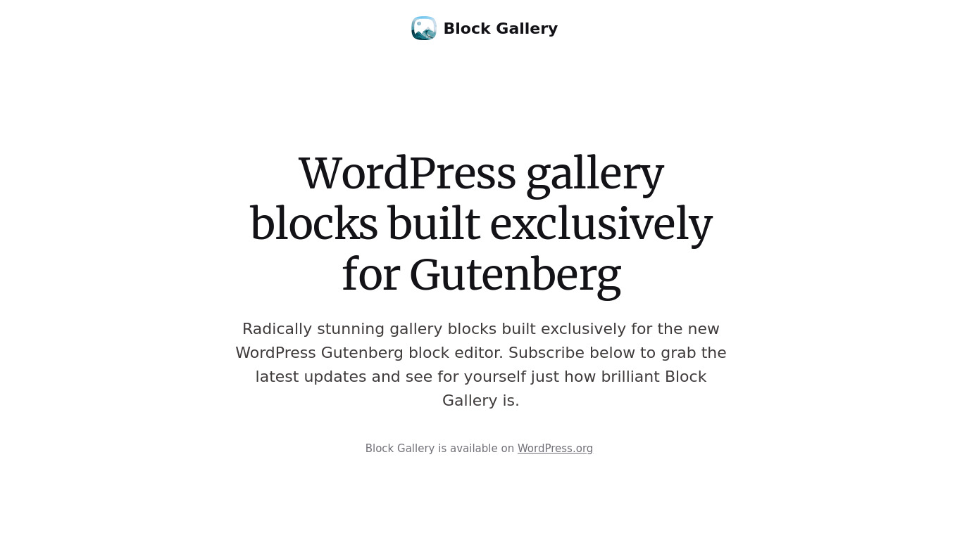 Block Gallery Landing page