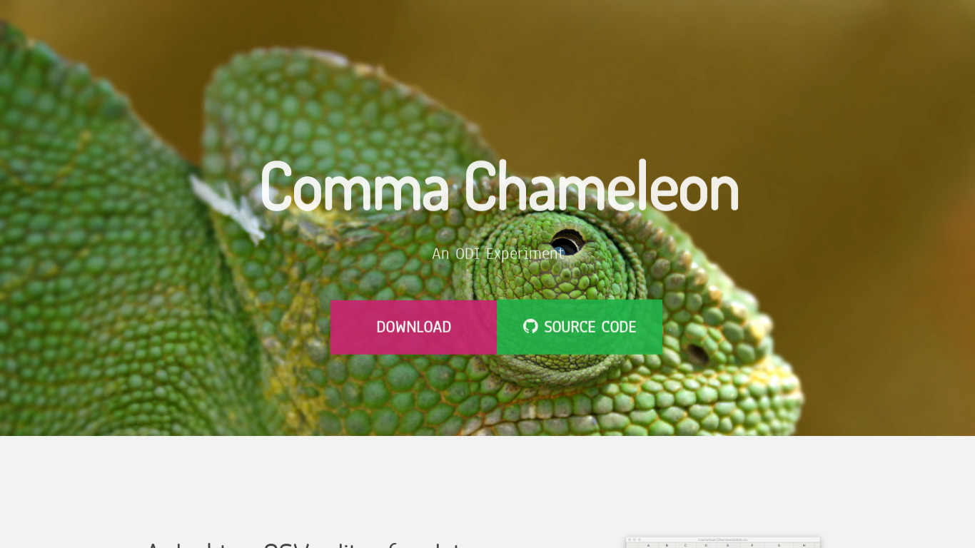 Comma Chameleon Landing page