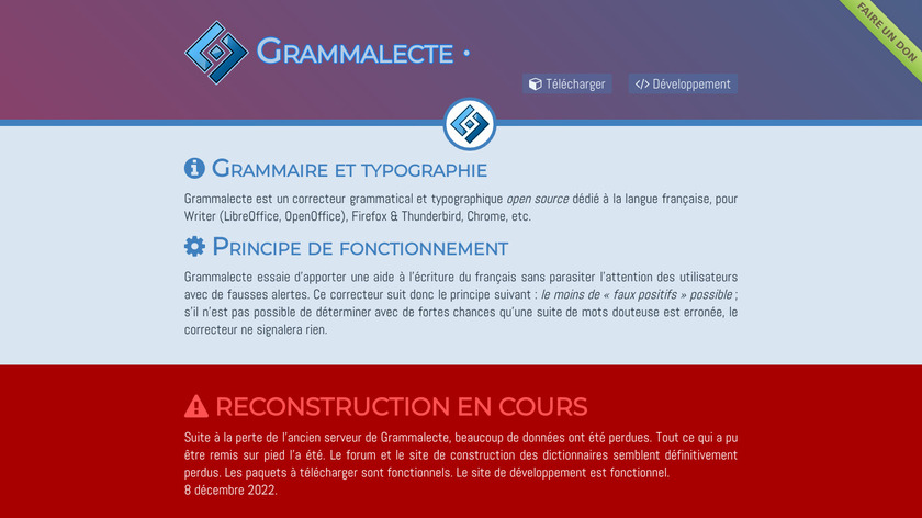 Grammalecte Landing Page