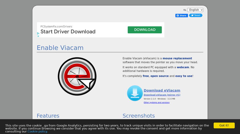 Enable Viacam Landing Page