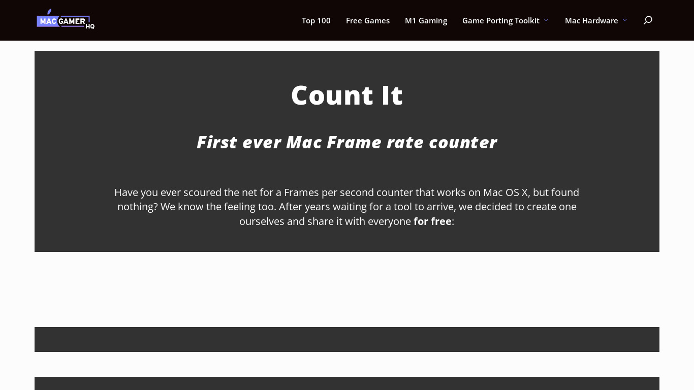 Count It Landing page