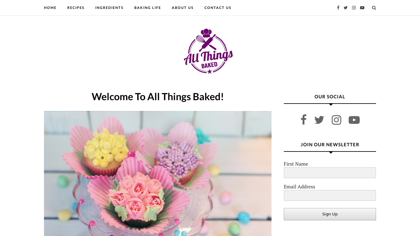 All Things Baked Landing page