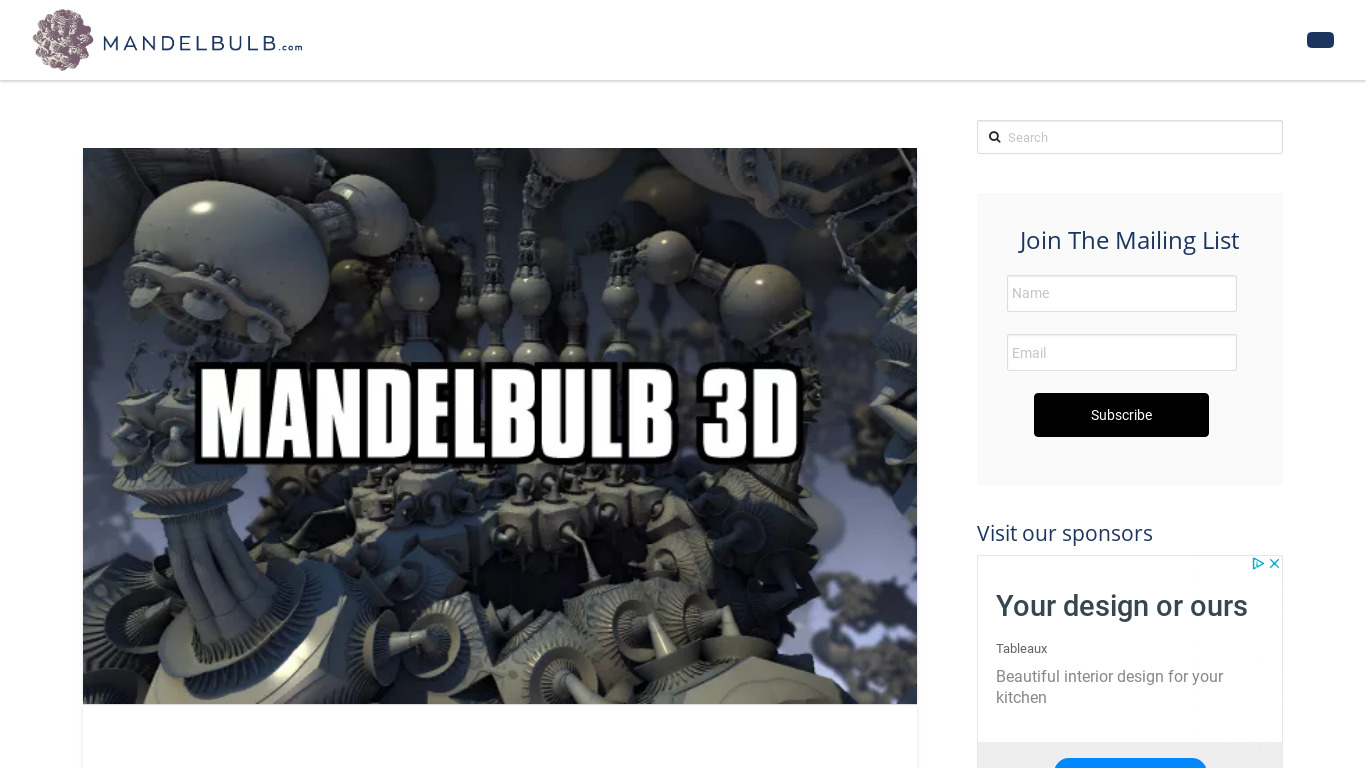 Mandelbulb 3D Landing page