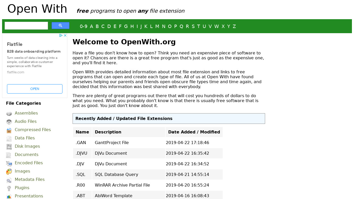 OpenWith.org Landing page