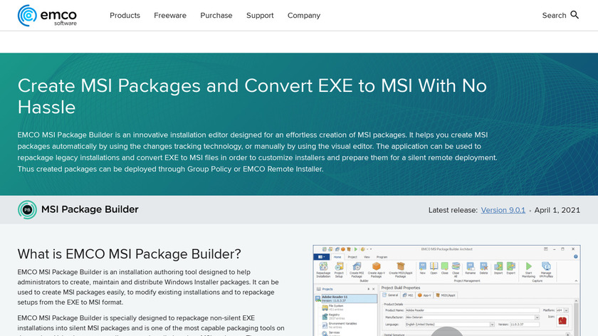 EMCO MSI Package Builder Landing Page