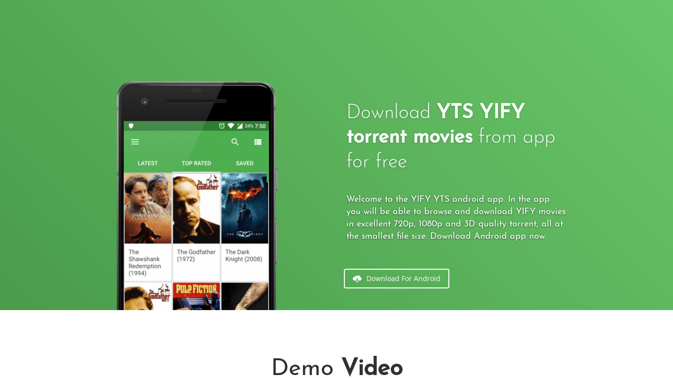 YIFY Browser Landing page