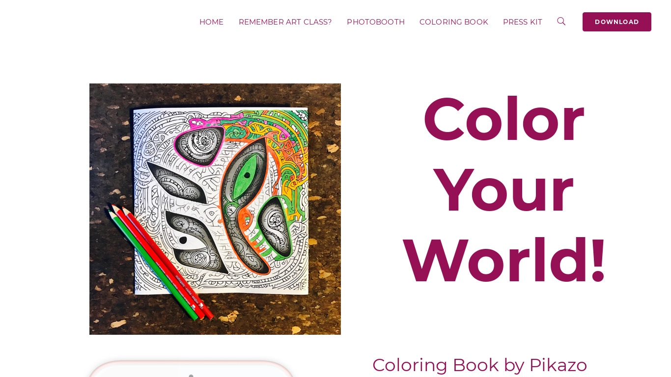 Coloring Book by Pikazo Landing page