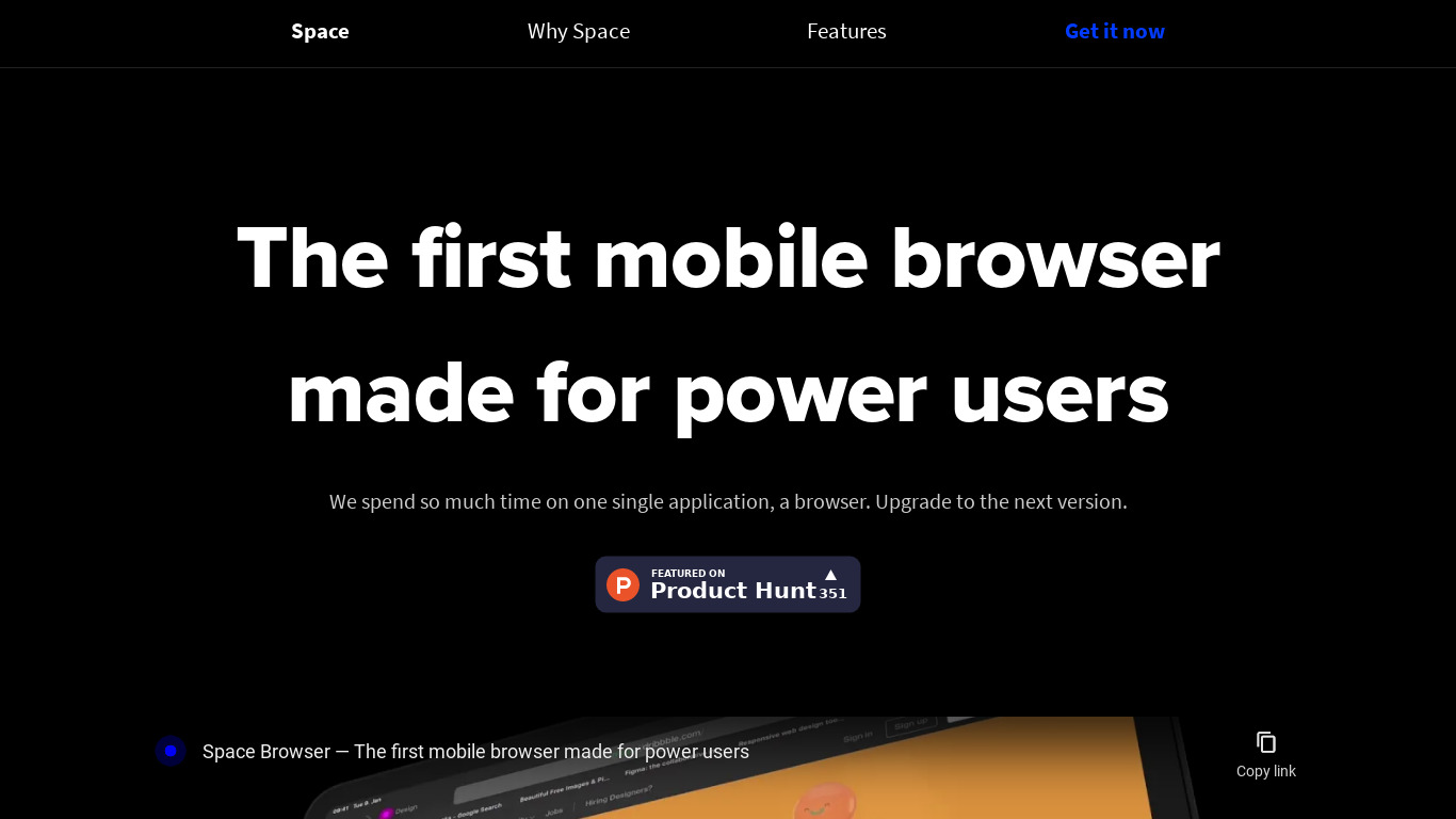 Space Browser Landing page