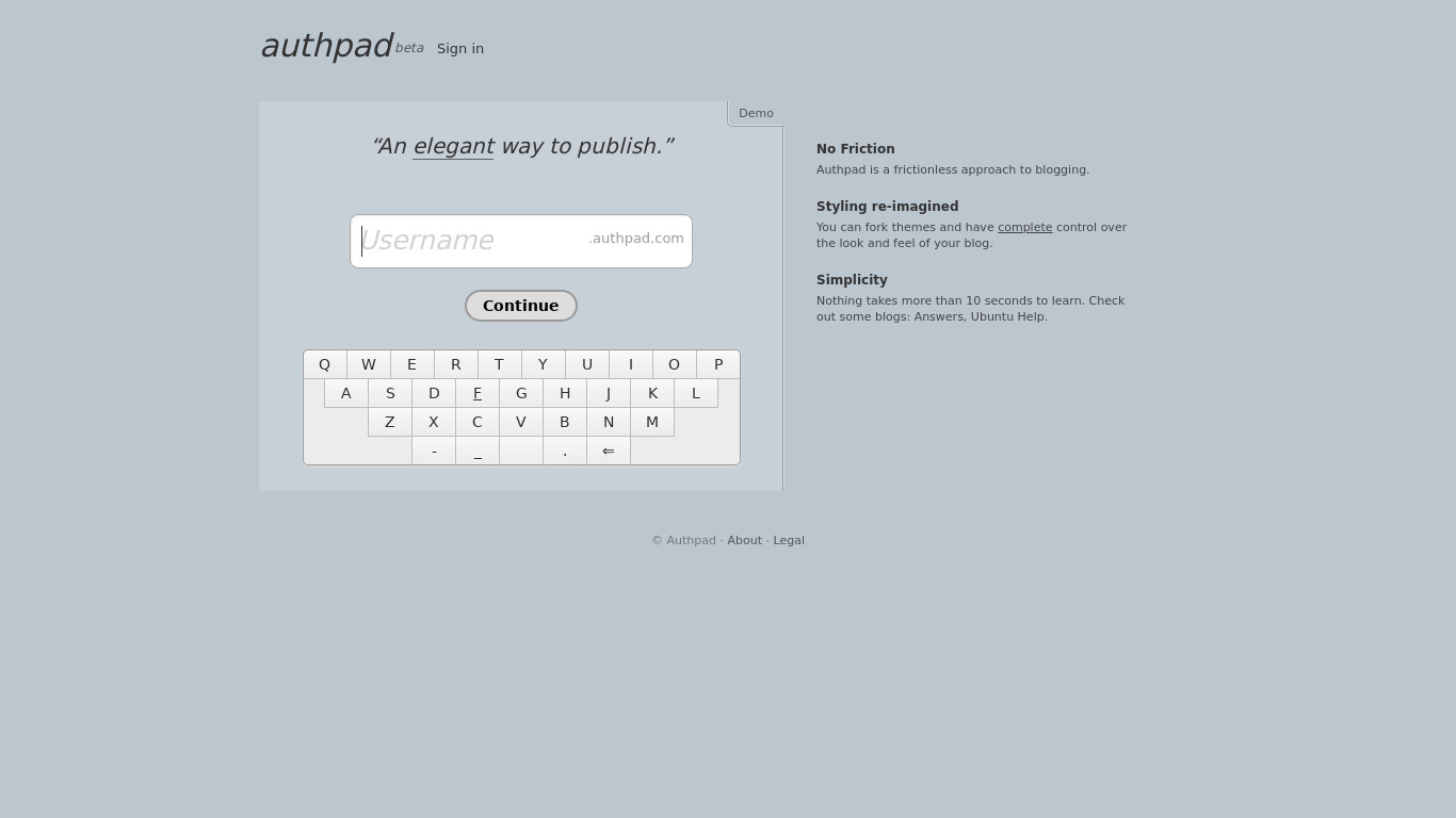 Authpad Landing page