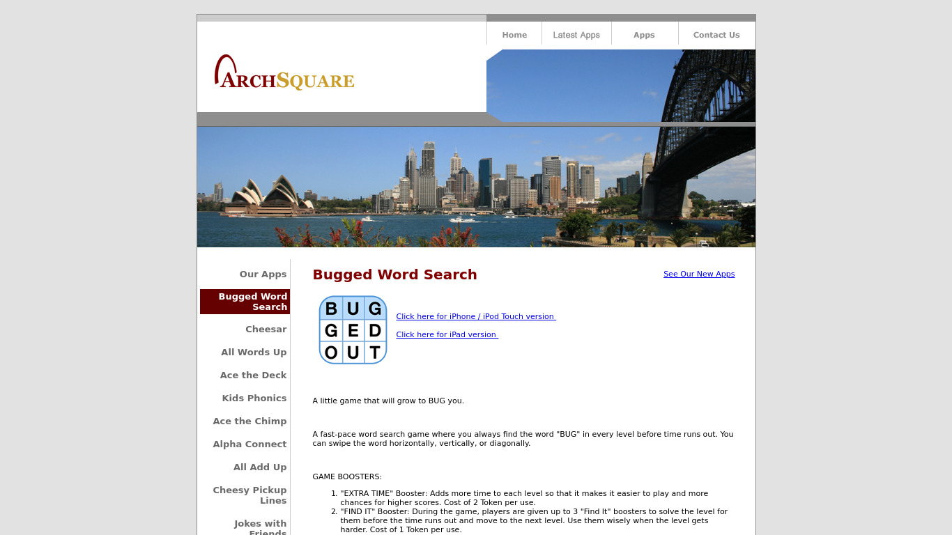 archsquare.com Bugged Word Search Landing page