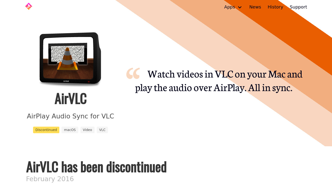 AirVLC Landing page