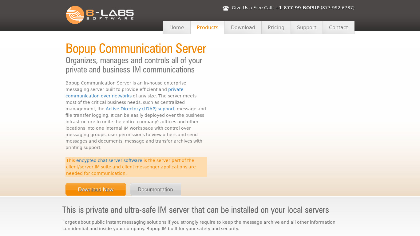 Bopup Communication Server Landing page