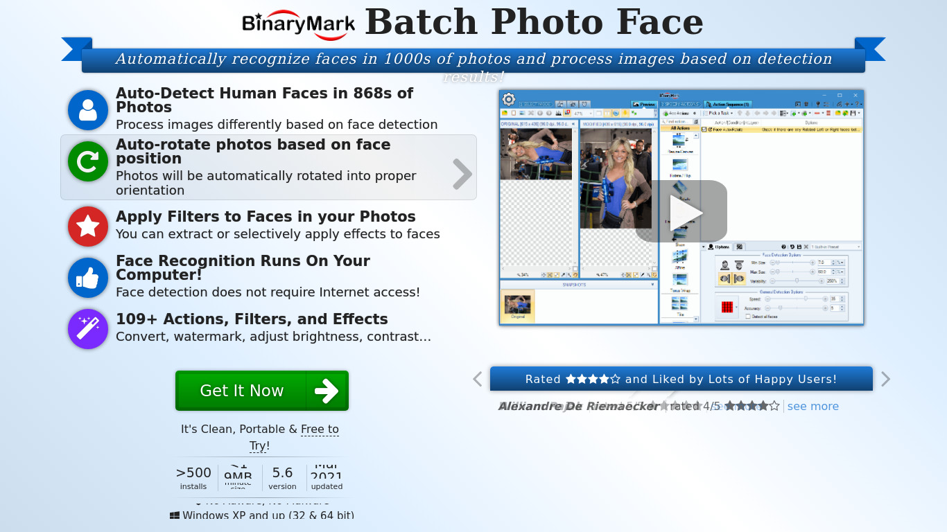 Batch Photo Face Landing page