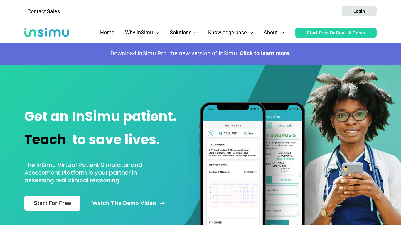 InSimu Patient Landing page