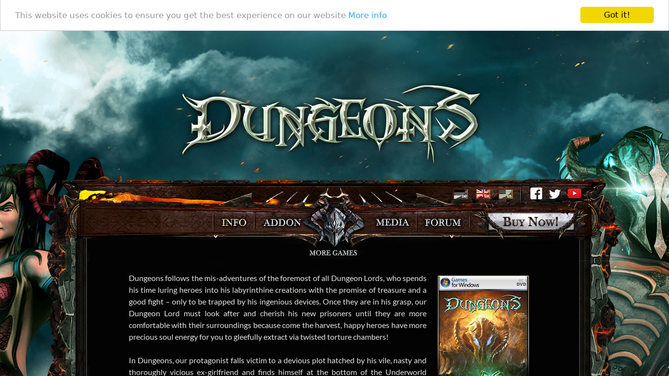 Dungeons Landing page