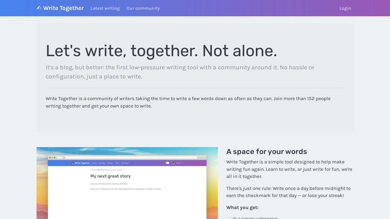 Write Together Landing page