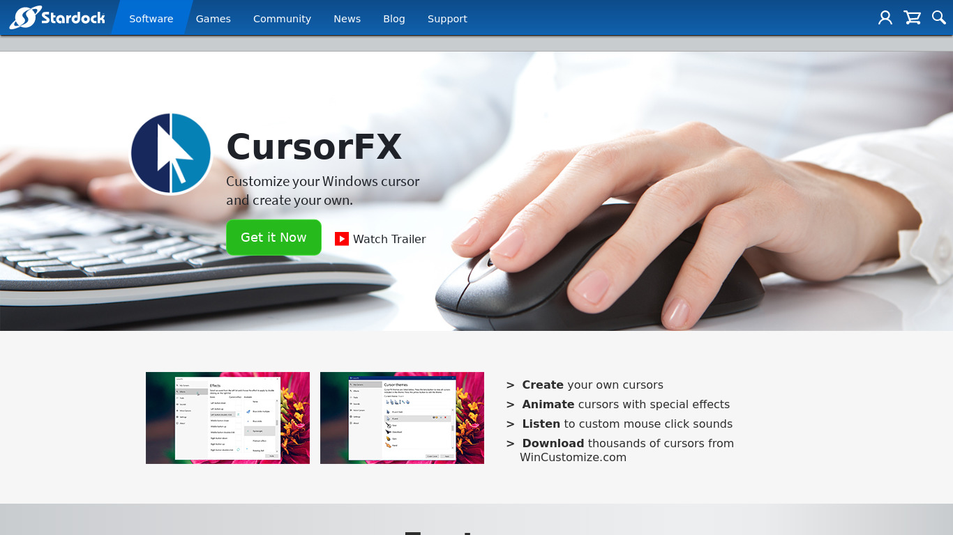 CursorFX Landing page