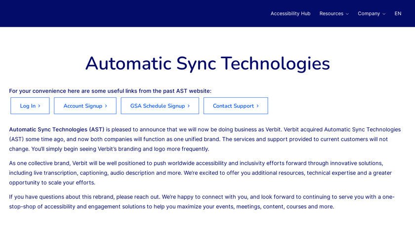 Automatic Sync Technologies Landing Page