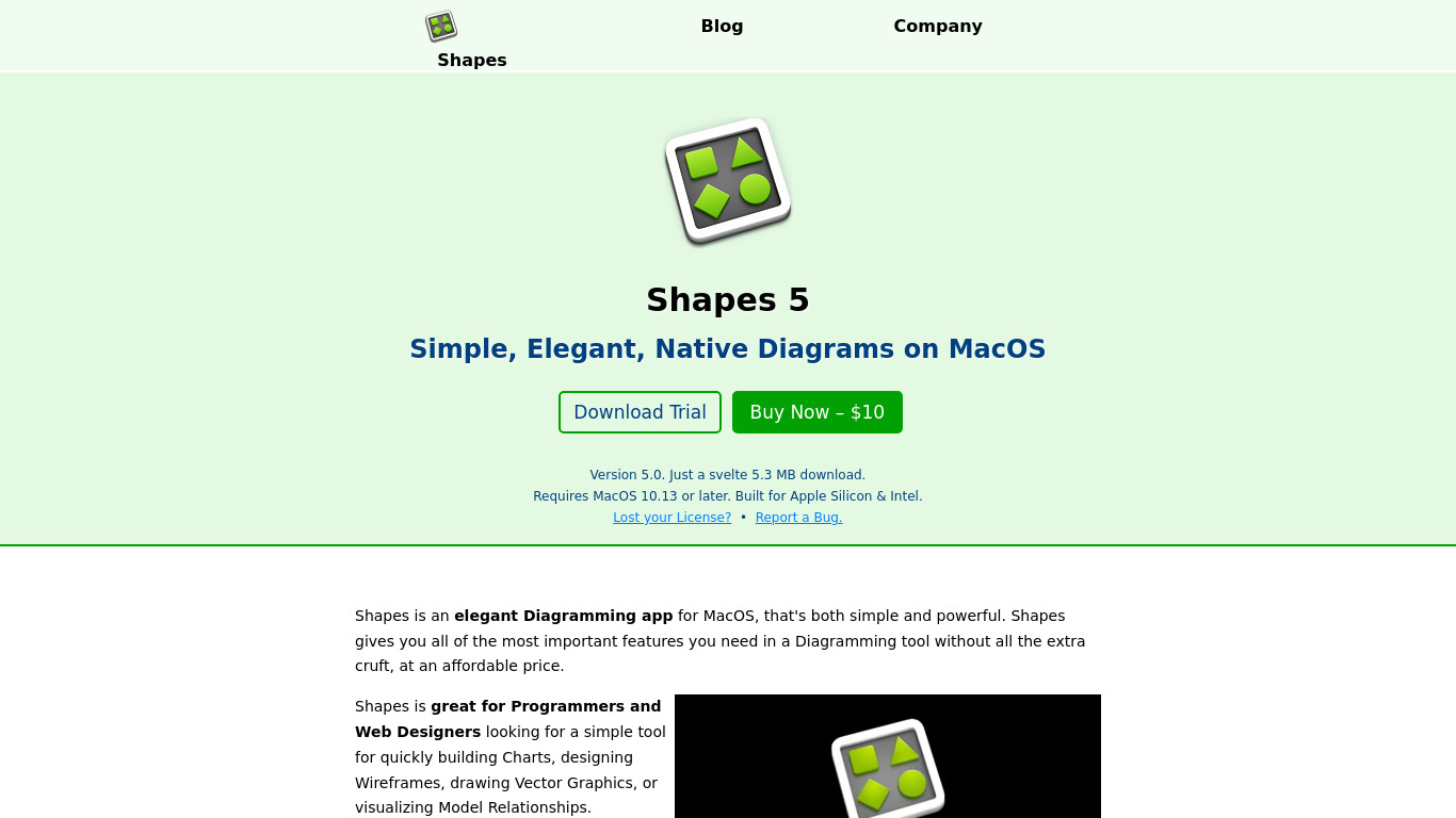 Shapes Landing page