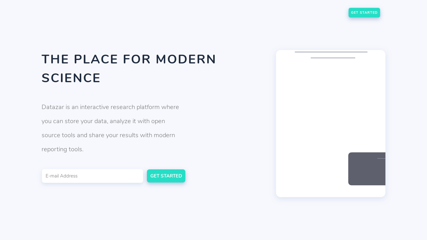 Datazar Landing page