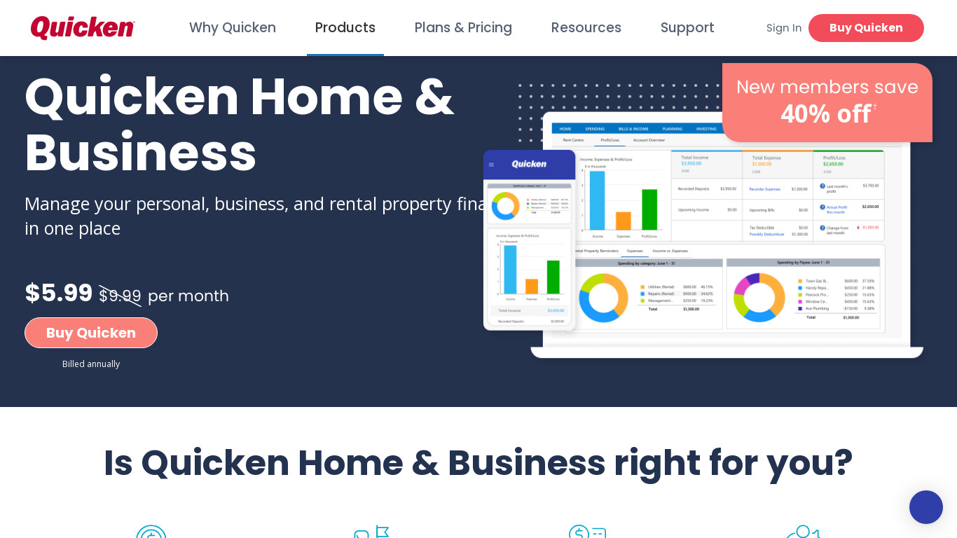 Quicken Rental Property Manager Landing page